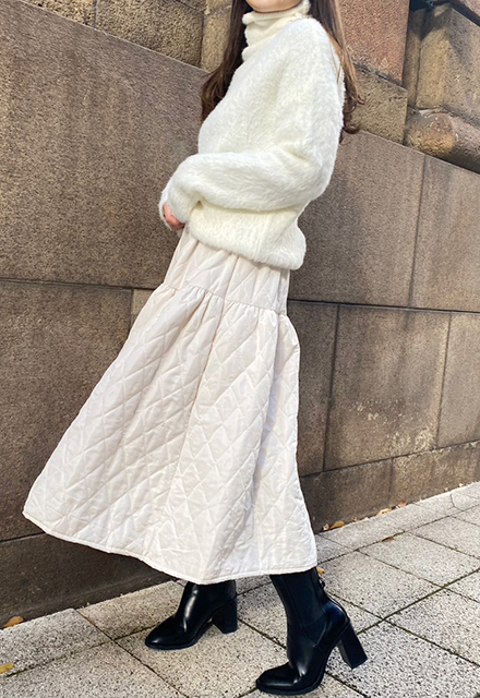 treaturself ハートキルティング ロングスカート トリートユアセルフ Treaturself ハートキルティングスカート