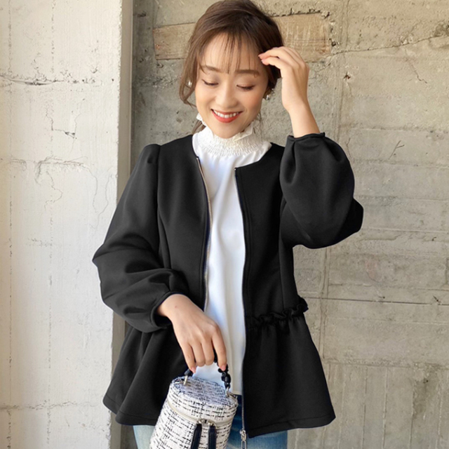 ボンディングフリルペプラムジャケット【8a-831-02935】 