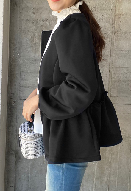 ボンディングフリルペプラムジャケット【8a-831-02935】 