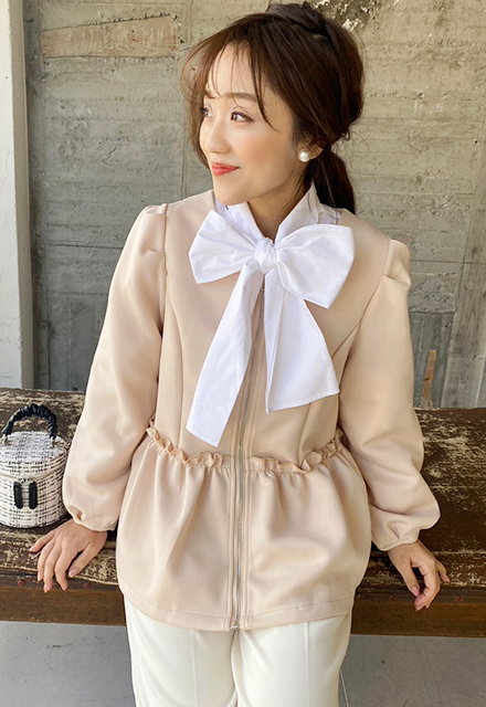 ボンディングフリルペプラムジャケット【8a-831-02935】 