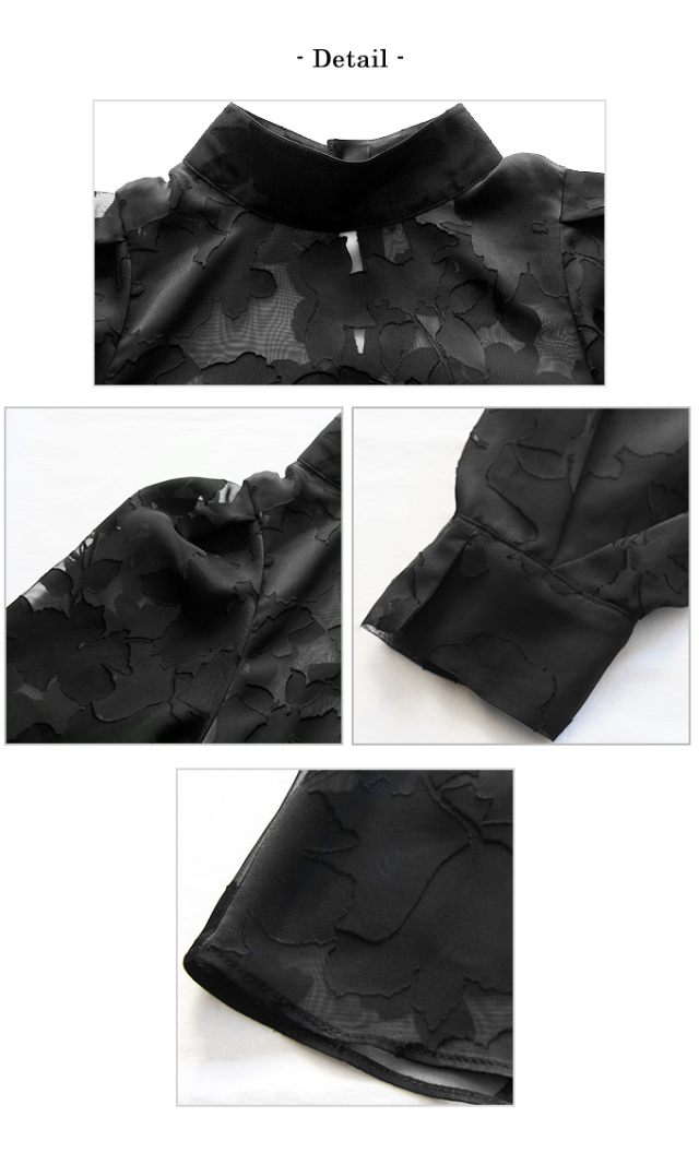 オパール加工フラワーリボンネックブラウス【8a-174-01472】 