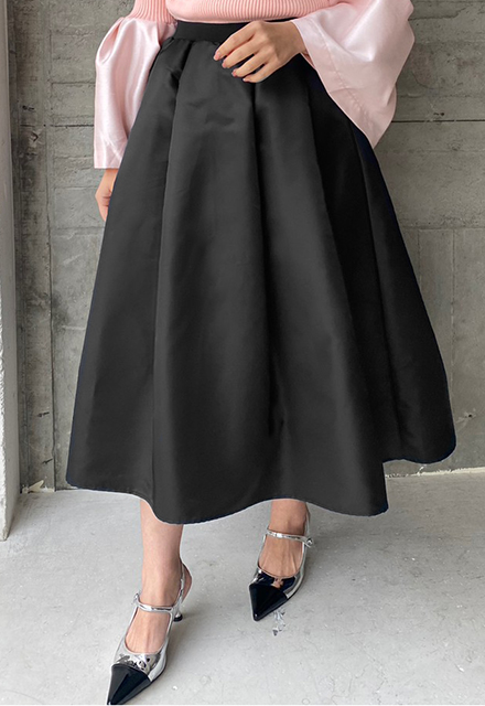 ボリュームサテンフレアスカート【8a-920-09740】 