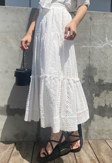 DOLCE&GABBANA レース　スカート パンチングレーススカート【8a-831-03164】