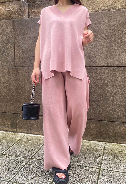 Vネックサマーニットセットアップ【8a-831-03397】 