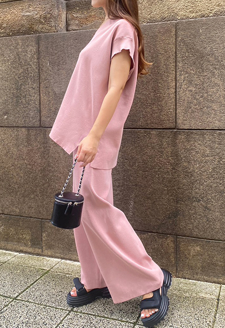 Vネックサマーニットセットアップ【8a-831-03397】 