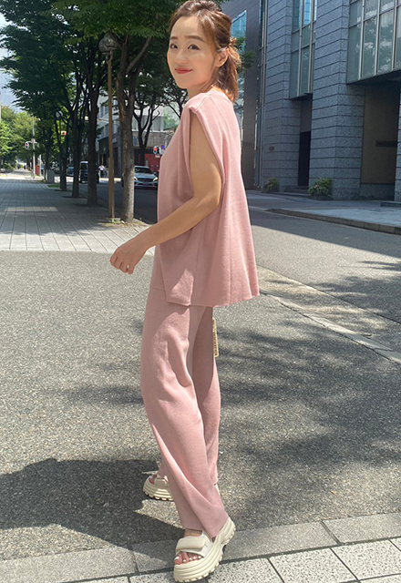 クルーネックサマーニットセットアップ【8a-831-03398】