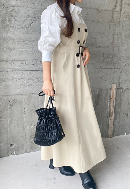 ワンピース na* size120# M1373 インレイAラインワンピース(M スミクロ): ワンピース