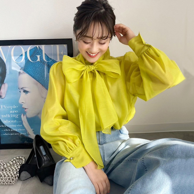 ohga サイドリボンブラウス