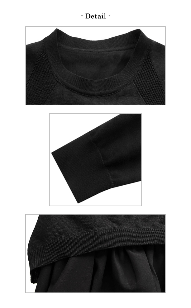 異素材ドッキングワンピース【7i-831-04422】