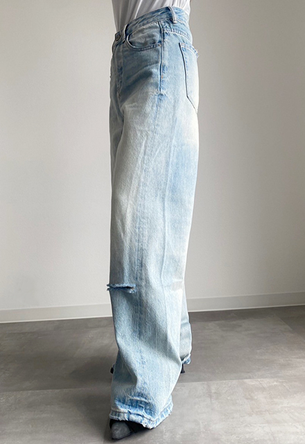 ダメージワイドデニム【7i-831-04351】