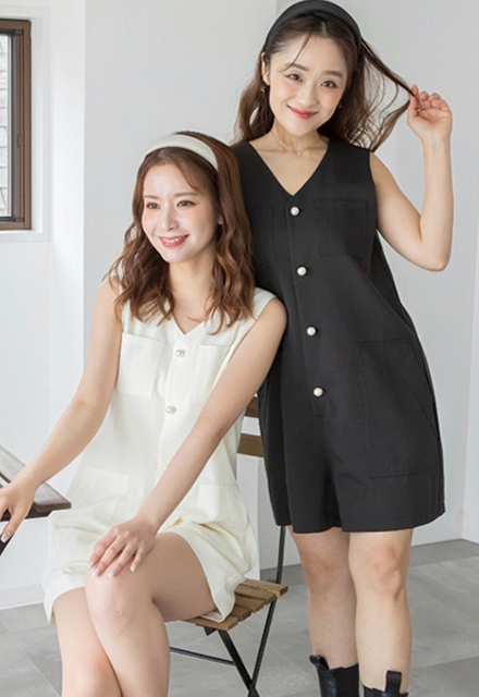 パールボタンロンパース【7i-831-04355】