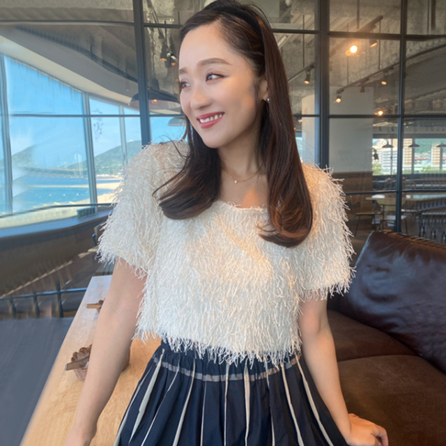 カットフリンジスクエアネックトップス【ネコポスOK】【7h-831-04720】