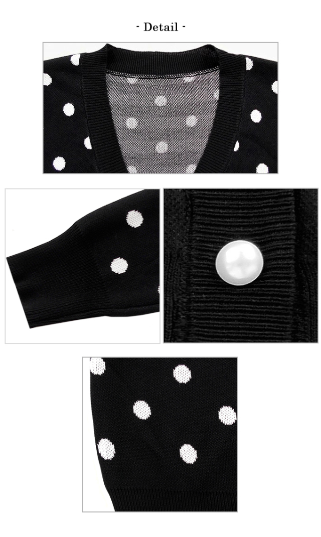 パールボタンドットカーディガン【7h-831-04738】
