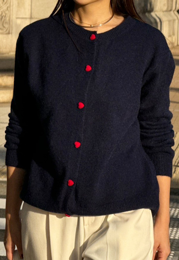 ハートボタンカーディガン【7h-831-04995】 