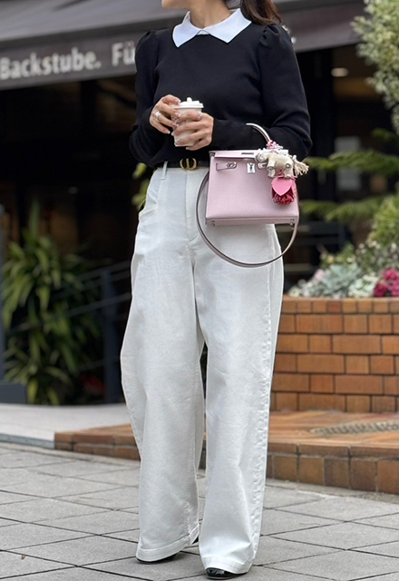 襟付きパフショルダーニット【7g-831-05282】 