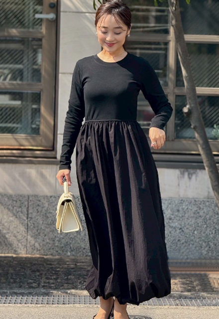 バルーン切り替えワンピース【7g-831-05417】