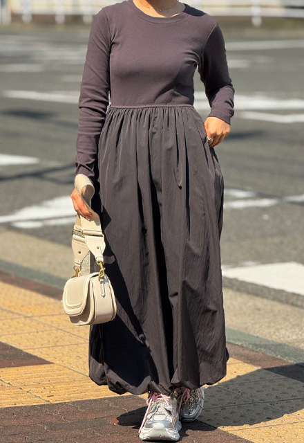 バルーン切り替えワンピース【7g-831-05417】