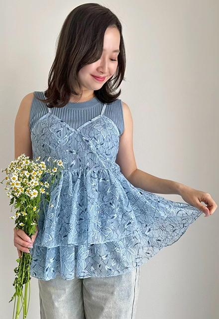 Apuweiser-riche - 新品☆レースキャミつきニット Apuweiser-riche - レースキャミ付きニットの通販 by momo