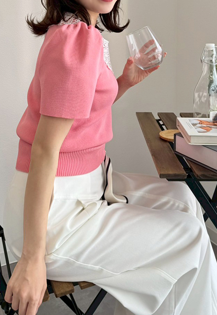 りす様 半袖ニット 紺 半袖ジャガードニット | JILL by JILL STUART（ジル バイ ジル