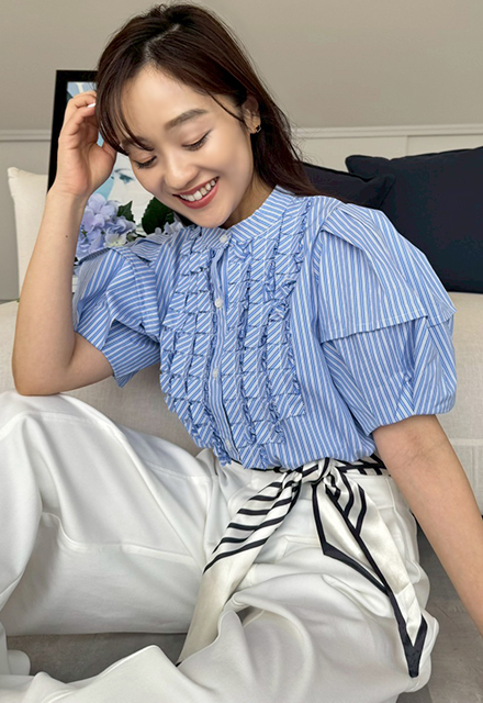 セール】3wayオフショルパフスリーブブラウス／ウォッシャブル（シャツ/ブラウス）｜FRAY I.D（フレイアイディー）のファッション通販 -  ZOZOTOWN FRAY I.D オフショルパフスリーブブラウス　ブルー