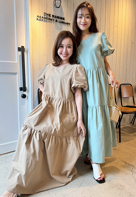 ボリュームスリーブティアードワンピース【7g-831-05559】