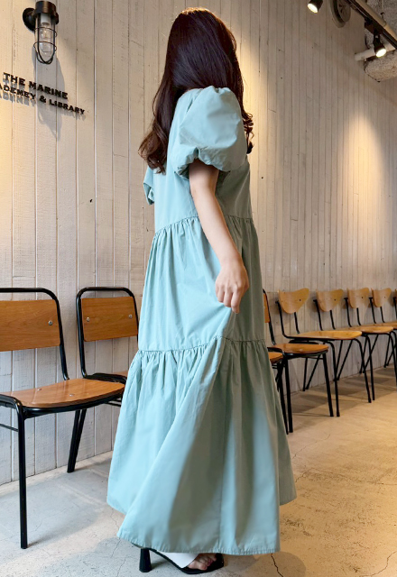 ボリュームスリーブティアードワンピース【7g-831-05559】