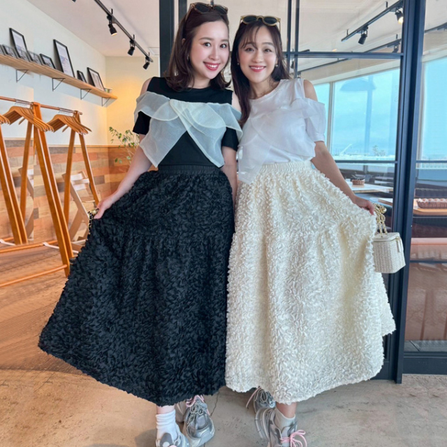 フラワーモチーフスカート【7g-831-05528】