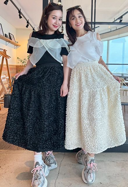 フラワーモチーフスカート【7g-831-05528】