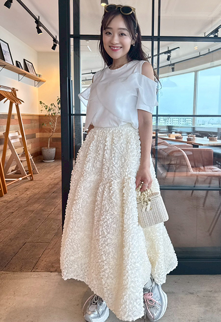 フラワーモチーフスカート【7g-831-05528】