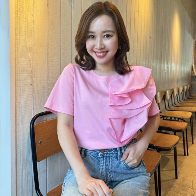 アシメラッフルフリルTシャツ【ネコポスOK】【7g-831-05534】