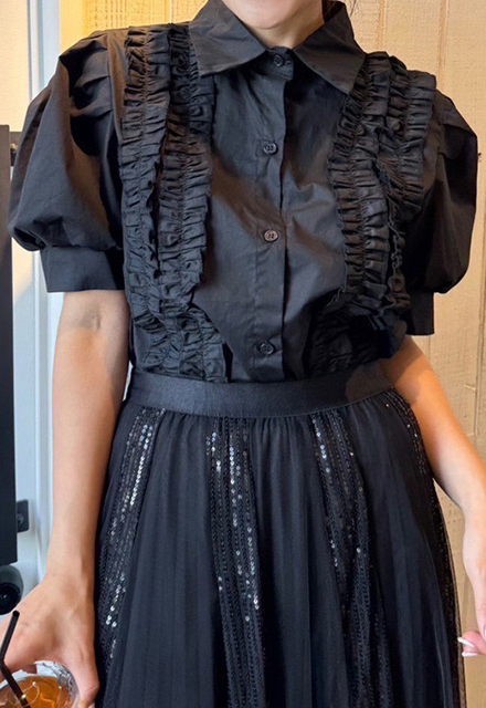 パフスリーブフリルブラウス【ネコポスOK】【7g-831-05554】