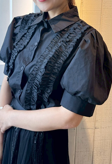 パフスリーブフリルブラウス【ネコポスOK】【7g-831-05554】