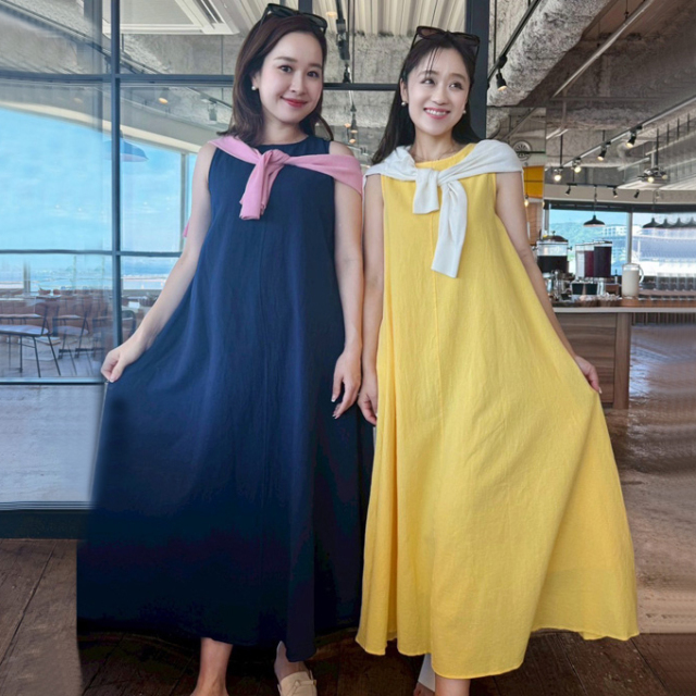 ノースリーブAラインリラックスワンピース【7g-831-05615】