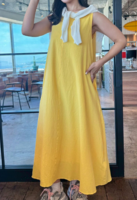 ノースリーブAラインリラックスワンピース【7g-831-05615】