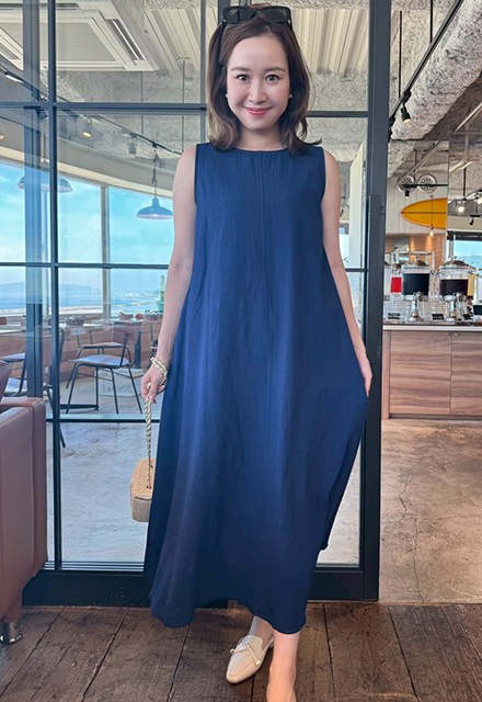 ノースリーブAラインリラックスワンピース【7g-831-05615】