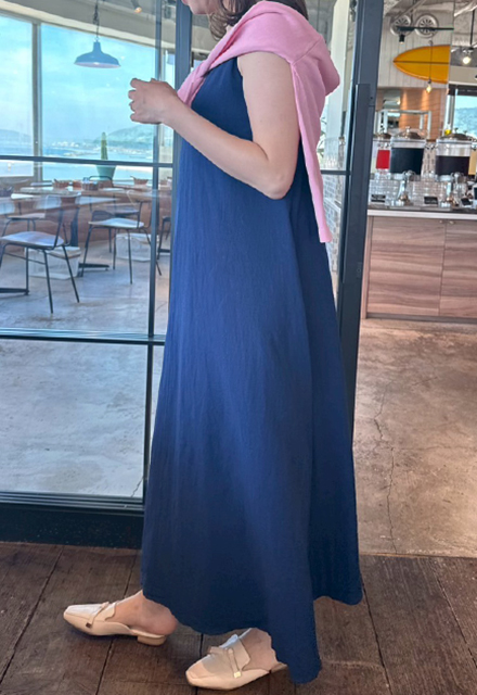 ノースリーブAラインリラックスワンピース【7g-831-05615】