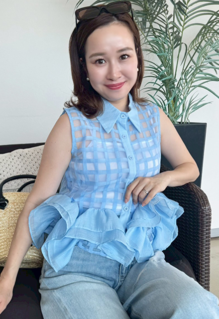 ギンガムチェック×フリルノースリーブブラウス【ネコポスOK】【7g-831