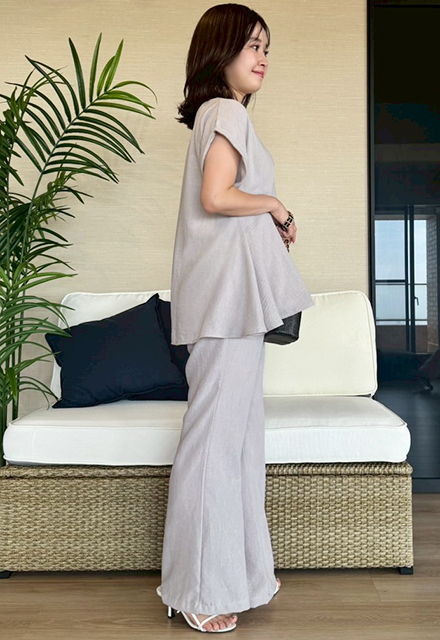 リネンライク半袖セットアップ【7g-831-05670】