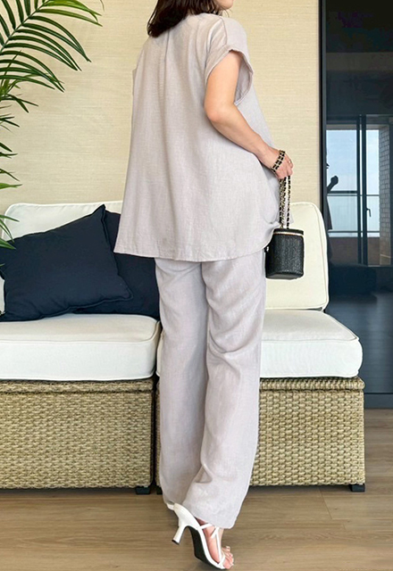 リネンライク半袖セットアップ【7g-831-05670】