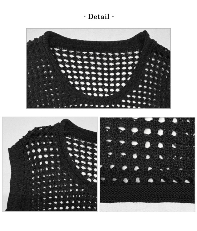 メッシュノースリーブニットトップス【ネコポスOK】【7g-831-05687】