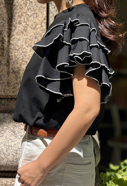 フリルメローラッフルスリーブトップス【ネコポスOK】【7g-831-05725】