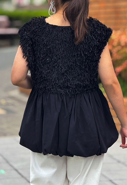 フェザーフリンジペプラムベスト【7f-831-05749】