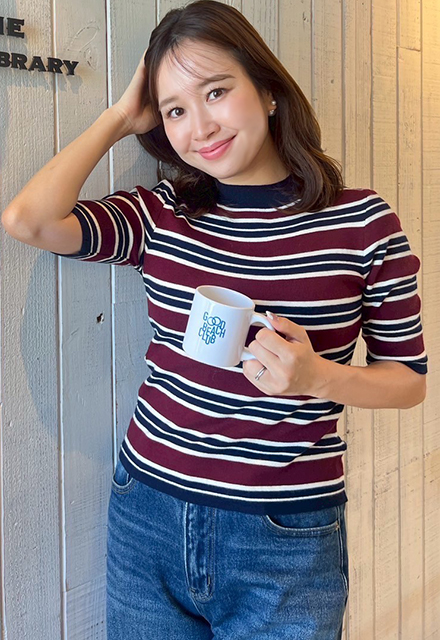 マルチボーダー半袖ニット【ネコポスOK】【7f-831-05817】