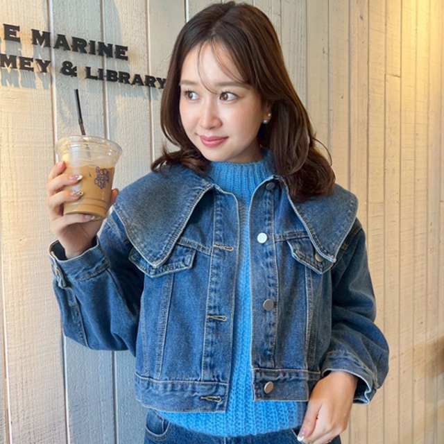 ビッグカラーデニムジャケット【7f-831-05752】