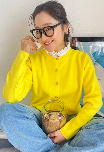 フリル衿付きニットカーディガン【7f-831-05822】