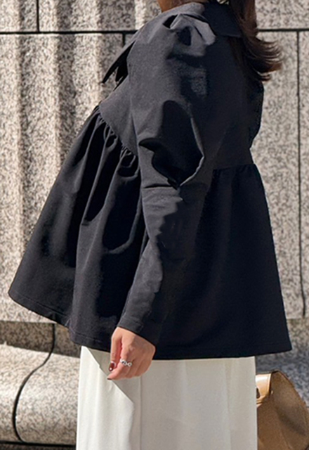 ビッグカラーペプラムブラウス【7f-114-07150】