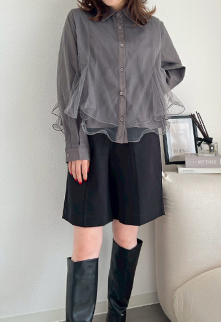 チュールドッキングブラウス【7f-831-05863】