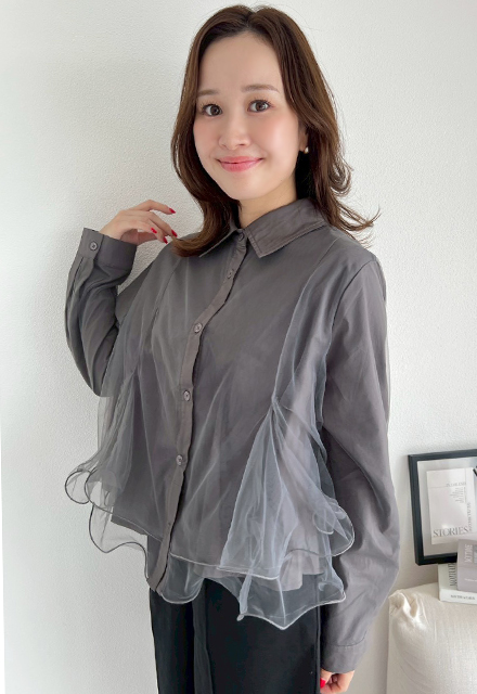 チュールドッキングブラウス【7f-831-05863】