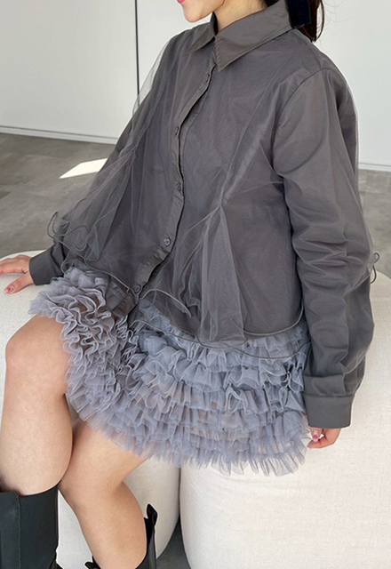 チュールドッキングブラウス【7f-831-05863】