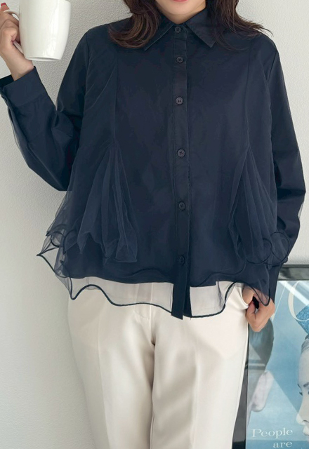 チュールドッキングブラウス【7f-831-05863】